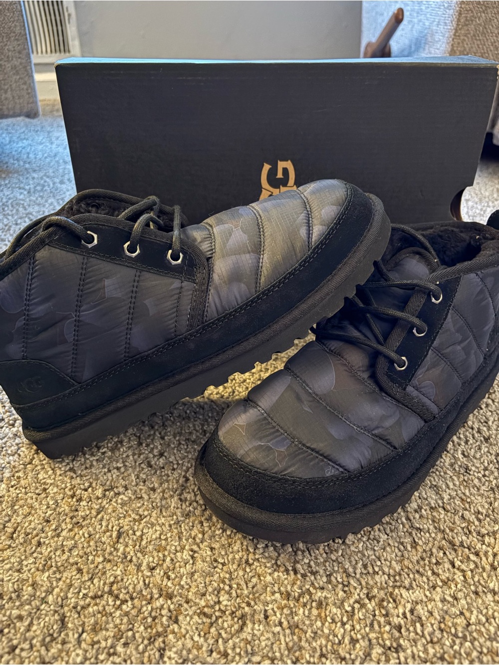 UGG Men’s Neumel Black and Blue Camo Boots